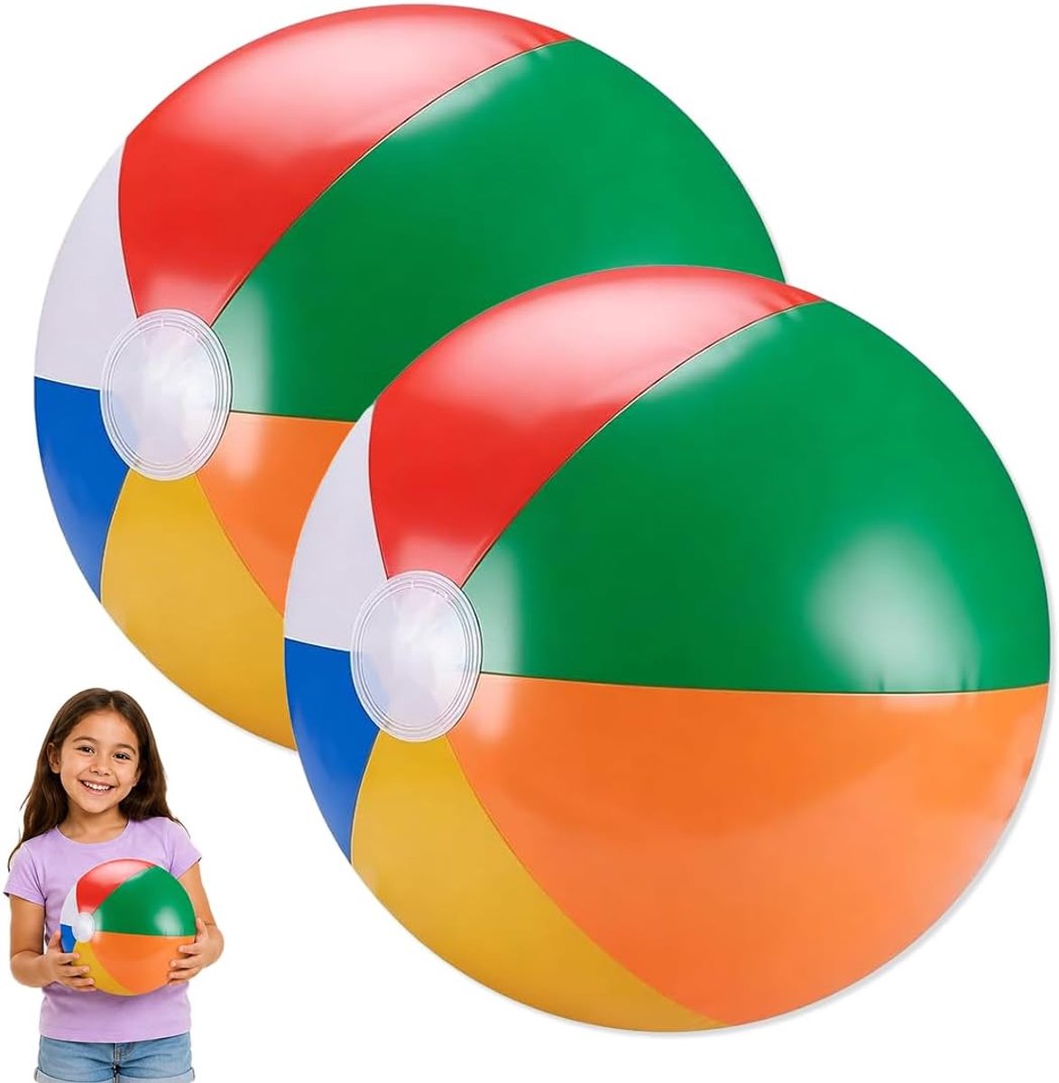 2 kleurrijke ballen, strandballen, opblaasbare bal, solide en duurzaam, licht en krasbestendig, voor waterspelletjes buitenshuis, zwembad