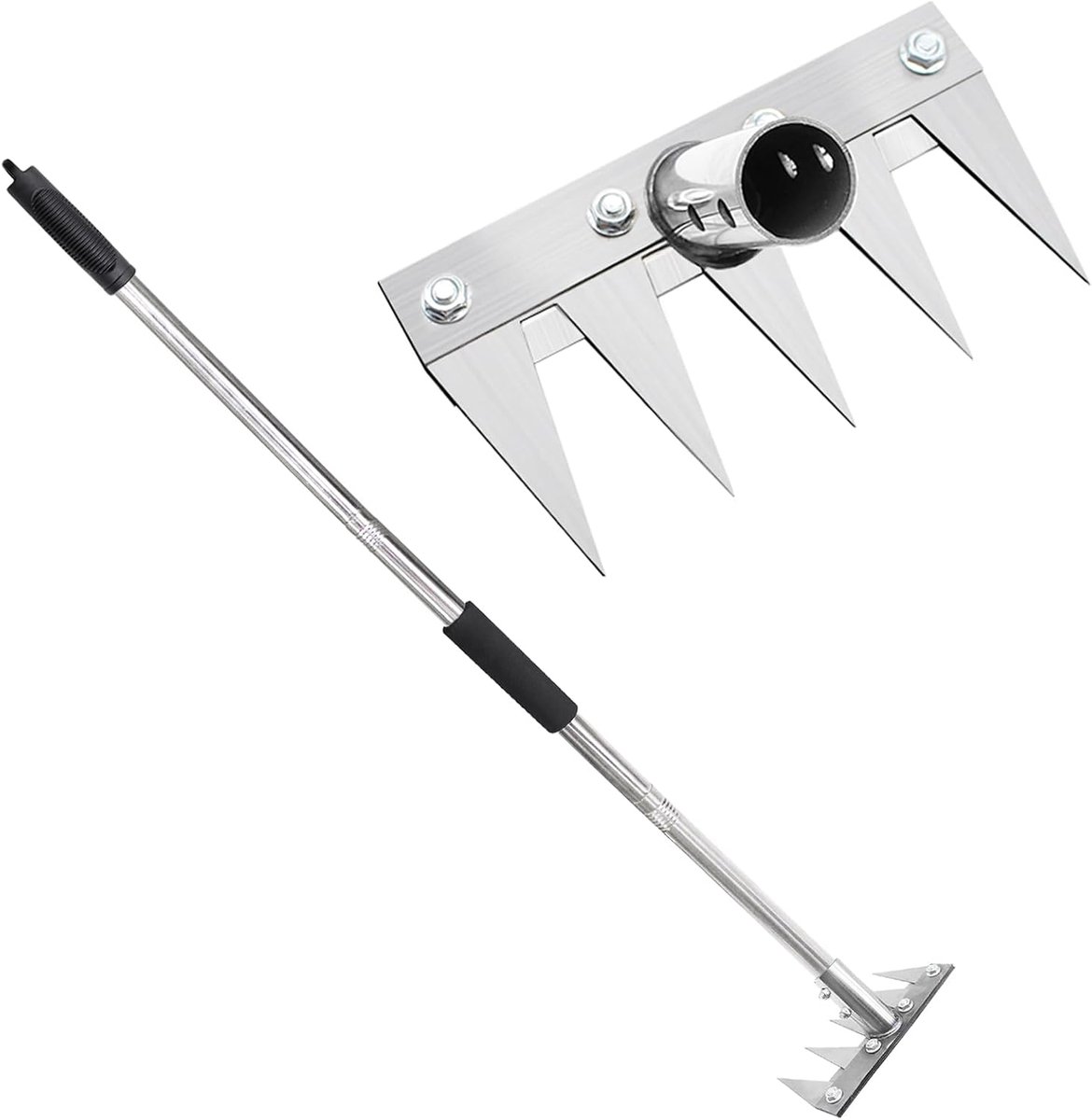 5 Tanden met 1,2 m Metalen Steel, Multifunctioneel Onkruidgereedschap, Tuinhak voor Wieden, Losmaken en Zaaien, Geschikt voor Tuin en Erf