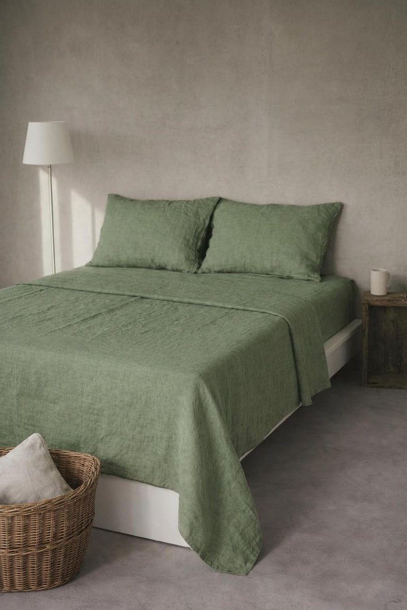 Lakens zonder elastiek, 100% stonewashed linnen, ademend, zonder kussenslopen