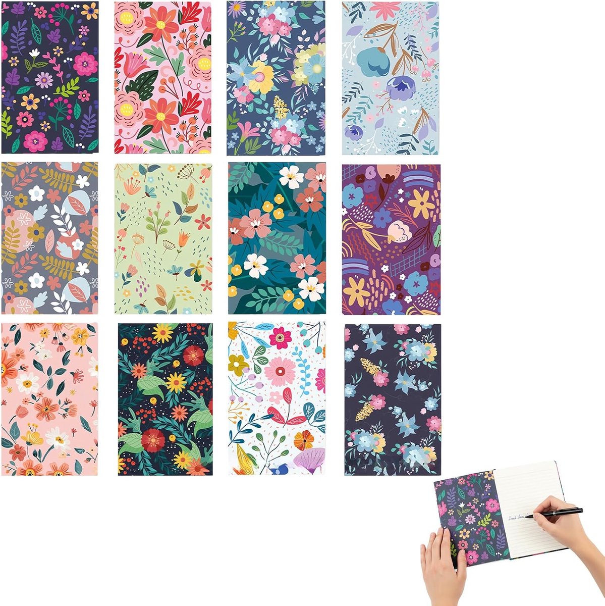 12 Stuks Mini Notebooks - Kleine Pocket Notitieboekjes met Zachte Kaft, Perfect voor Kinderen, Studenten en Feestjes