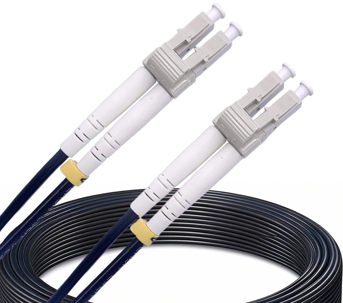 70m LC UPC naar LC UPC OM3 Duplex Multimode Glasvezelkabel 50/125µm LSZH Zwart 5mm Lage Demping voor Router ONT en Datacenters