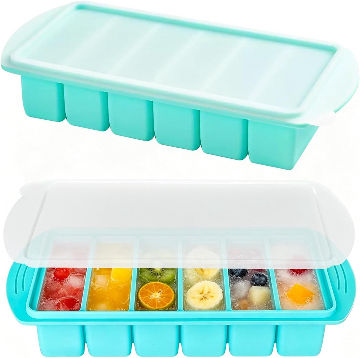2 stuks Souper Cube siliconen vriesvorm met deksel invriezen containers