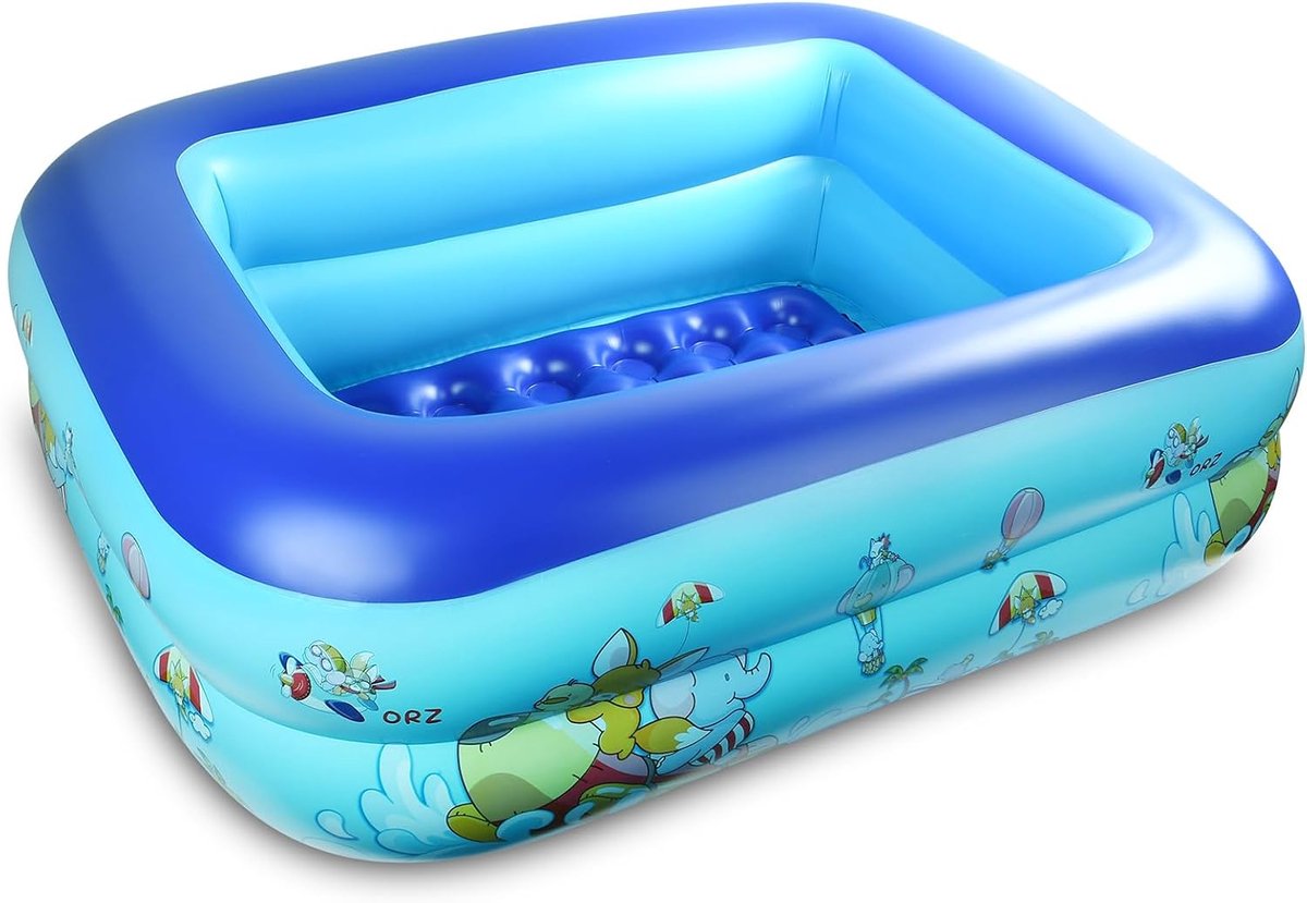 Peuterbad, kinderpeuterbad, 112 x 85 x 30 cm, peuterbad met 2 ringen, kinderbad, opblaasbaar zwembad, voor buiten, tuin