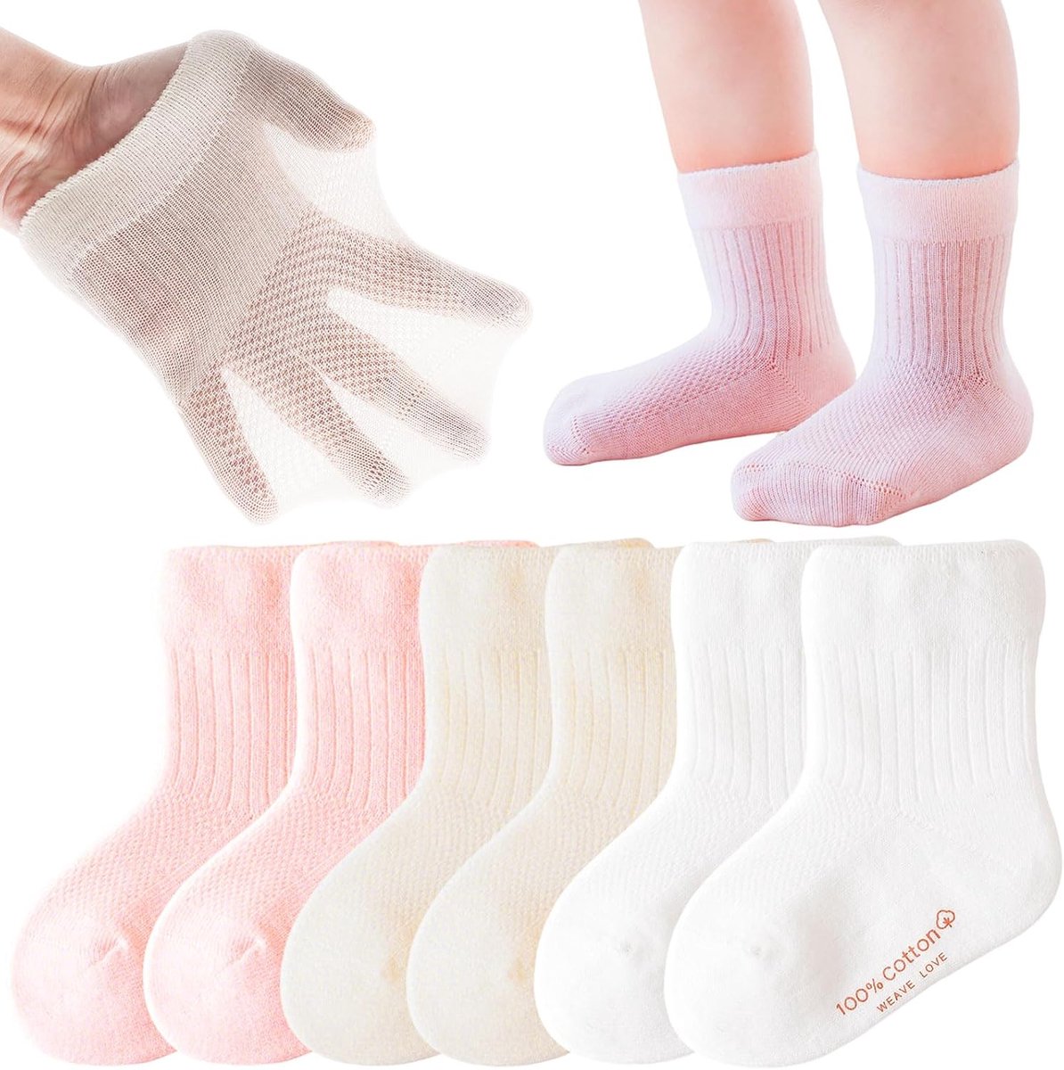 6 Paar Katoenen Sokken Zacht Ademend Zomer Sokken Kinderen Baby Jongens Meisjes