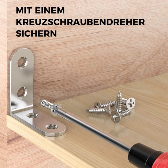 40 stuks, metaal, 90 graden, 40 x 40 mm, roestvrij staal, kleine beugels met schroeven, voor montage, meubels, tafels, stoelen, boekenkasten — afbeelding 3