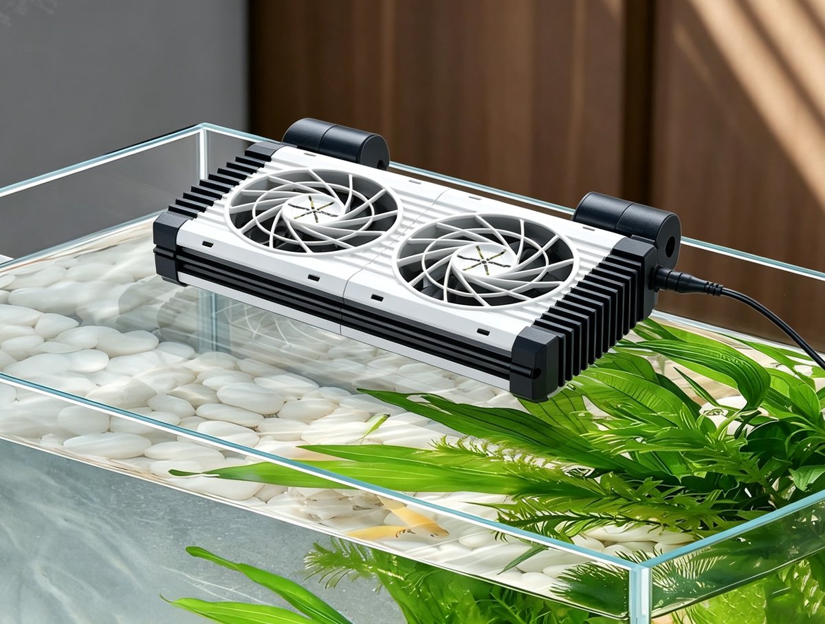 Dubbele ventilator Stille aquariumkoelventilator met regelbare snelheid geschikt voor zoet- en zoutwateraquaria tot 40 cm wit
