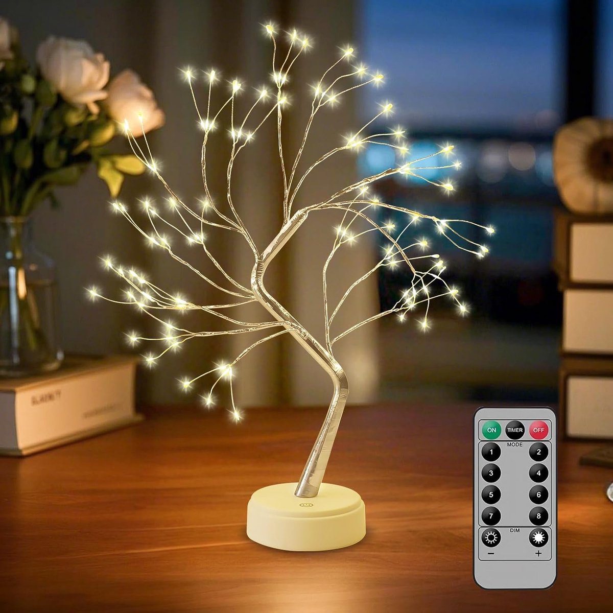 Light Tree, Zilveren Takken Kerstboom met 180 Warme Bollen en 8 Verlichtingsstanden voor Thuisfeest Bruiloft Pasen Kerstdecoratie (Afstandsbediening)