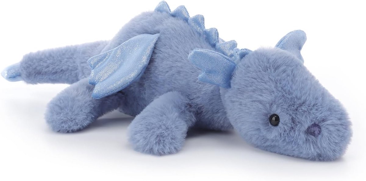 Lamb Liggende draak pluche voor kinderen, zacht schattig pluche dier voor baby meisjes en jongens, liggende draak pluche dier donkerblauw 38 cm