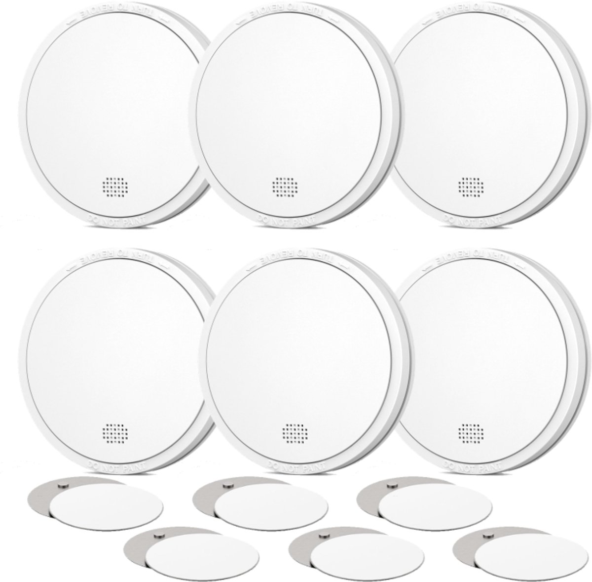 CPVAN Rookmelder - 10 Jaar Batterij - Inclusief Test/Silence Knop en LED Indicator - Voldoet aan EN 14604 - Geschikt voor Woonkamer - Keuken - Caravan en Kantoor - Model: FSI-3004 - 6 Stuks