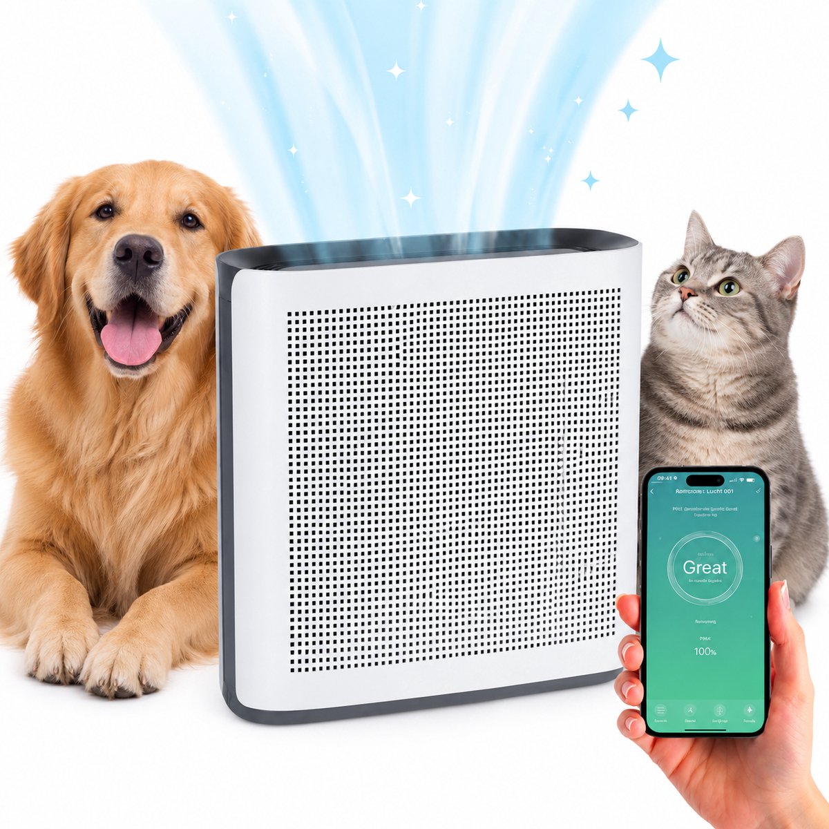 Bol.com Luchtreiniger Premium met App - CADR 450 m³/u - Air Purifier XL - Luchtreinigers met HEPA Filter en Ionisator - Werkt te... aanbieding