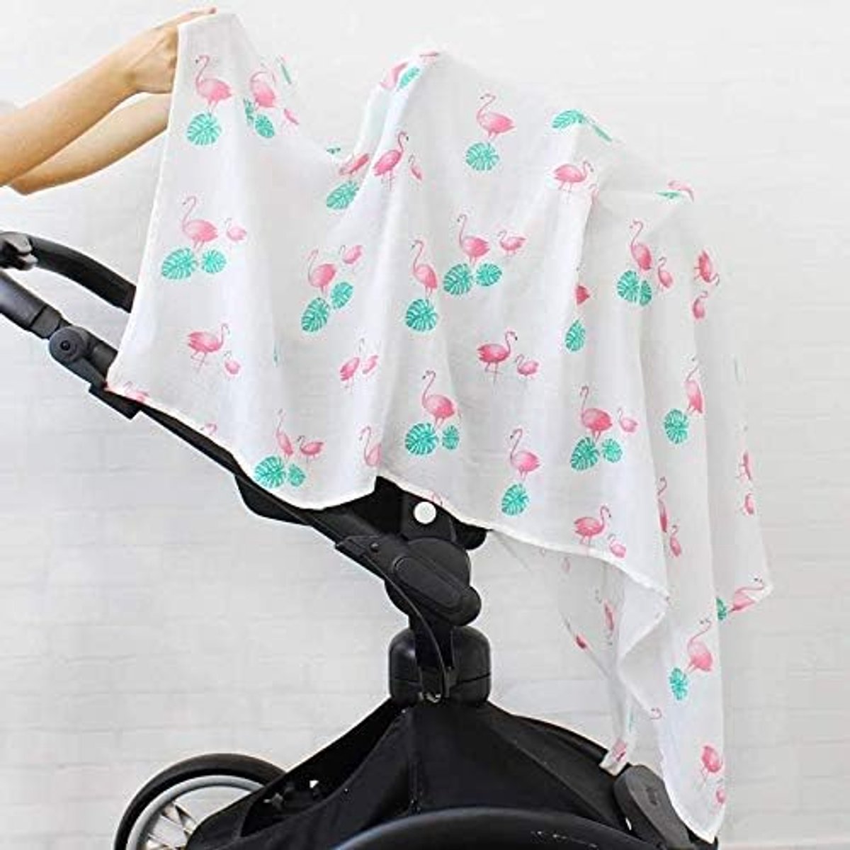 Muslin Swaddle Deken | Flamingo Print | Bamboe Katoen | 120cmx120cm | Unisex Muslin Deken