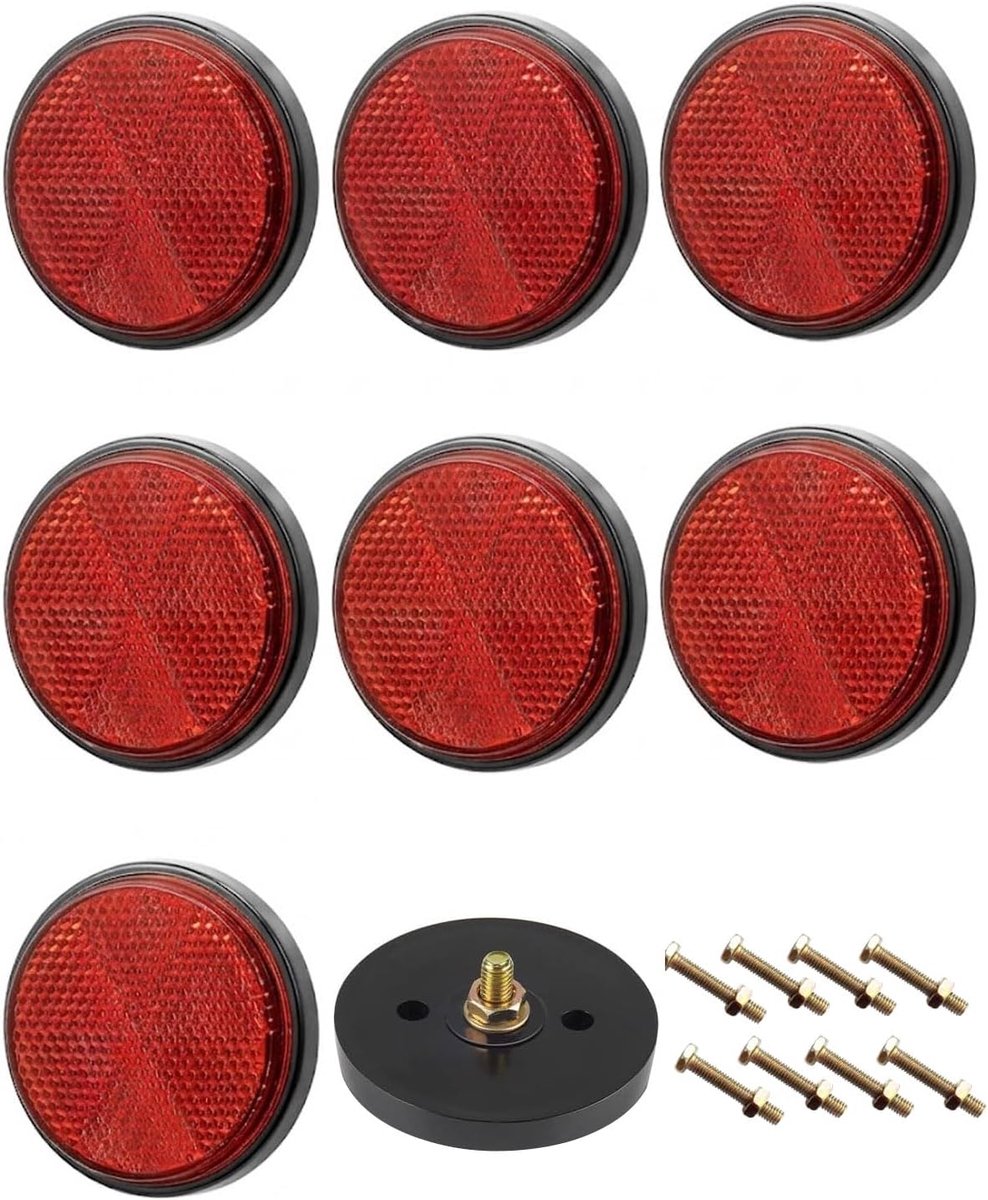 8 stuks Reflectoren Rond, reflectoren aanhanger, kattenogen reflectoren, 58mm kattenogen aanhanger, vastschroefbare kattenoog zijlicht, aanhanger reflector voor auto, aanhanger en vrachtwagen