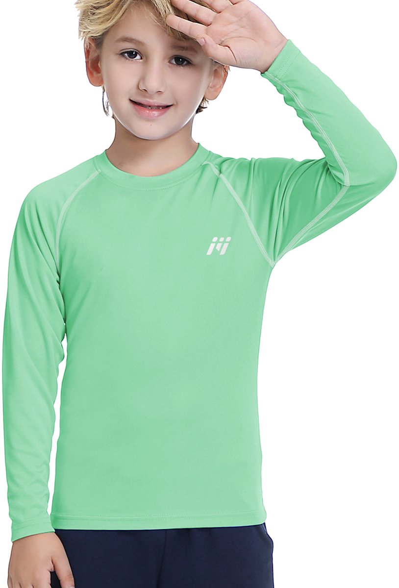 Zwempakken Kinderen UPF50+ bescherming tegen de zon, huiduitslagbescherming, zwemkleding Lange mouwen, sneldrogende zwemshirts, rashguard badmode voor lente, zomer, zwemmen，Geschikt voor allerlei buitensporten sportshirt.