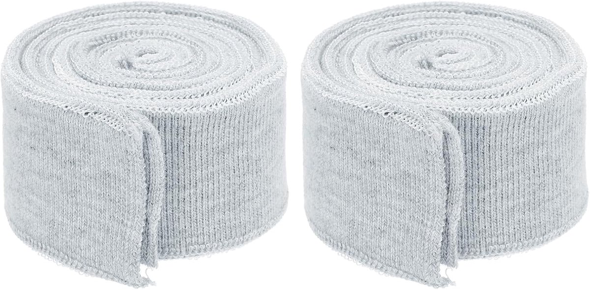 Elastische manchetten voor naaien gebreide geribbelde katoenen stof mouwen tailleband geribbelde trim, [voor doek, doe-het-zelf ambacht] - lichtgrijs/2 stuks
