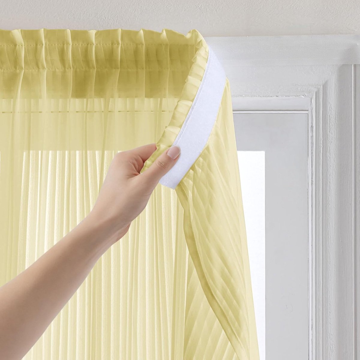 Gordijnen met val en verticale strepen, ondoorzichtig en decoratief, eenvoudige installatie zonder boren, snel aan te brengen (beige, H 140 x B 69 cm), 1 stuk