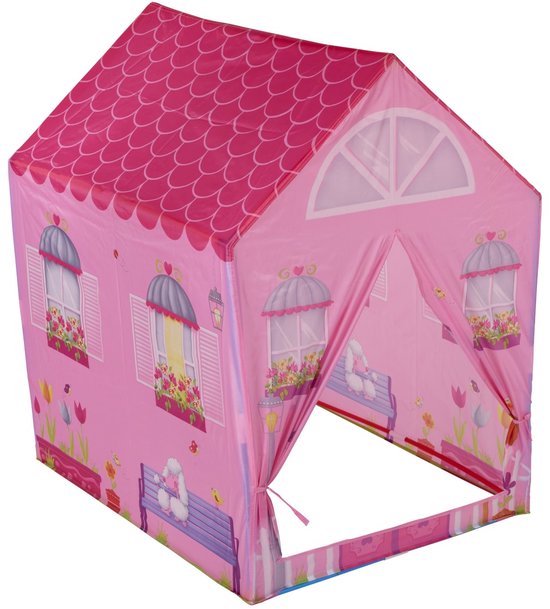 Eddy Toys Speeltent Speelhuisje - Prinsessen of Safari Print - Gemaakt van Polyester Materiaal - Geschikt voor Kinderen van 3 tot 8 Jaar - Afmetingen 95x72x102 cm - Kleur Roze of Oranje — afbeelding 5