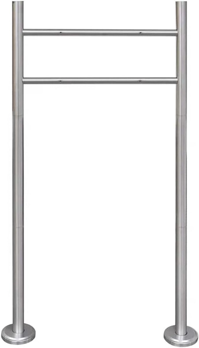 Brievenbusstandaard van roestvrij staal voor 2 brievenbussen - weerbestendige standaard voor vloermontage, 120 x 50 cm