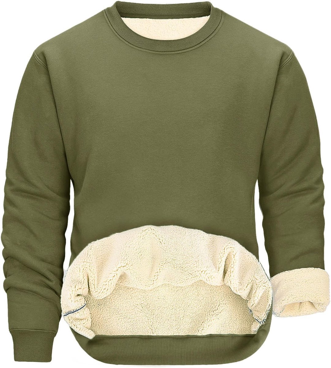 Sweatshirt zonder capuchon, fleece sweatshirt voor heren, klassiek, ronde hals, warm, sweatshirt met lange mouwen, effen, casual, sportief, trui, bovenstuk, wintersweater