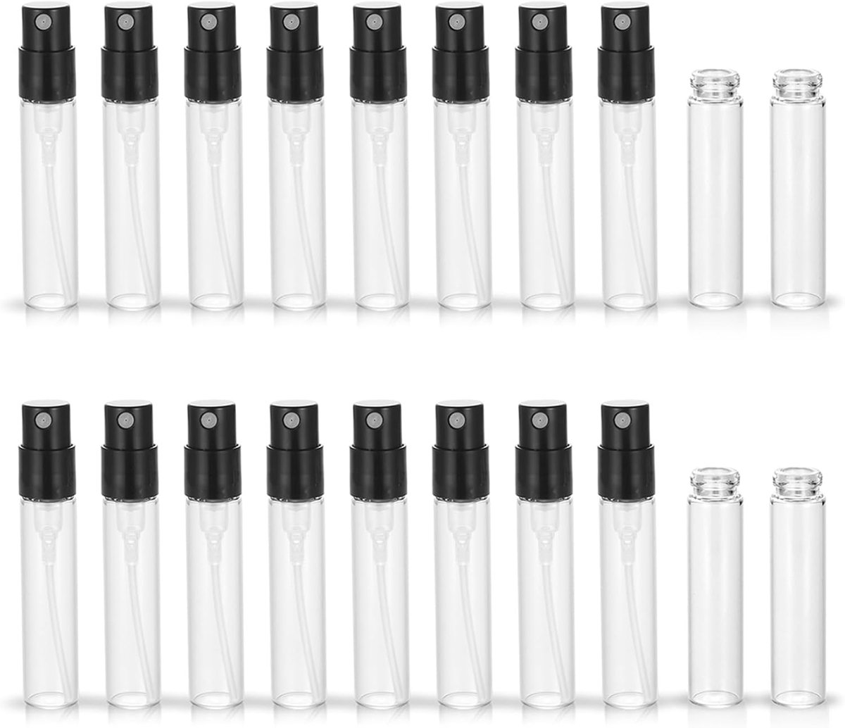 50 Pack set Parfum Buis Spray Fles 1.8ml 2.5ml Mini Glazen Flesjes Cosmetische Sample Fles Travel Pack Parfum Fles Draagbare Test, 50Pack-2.5ML,