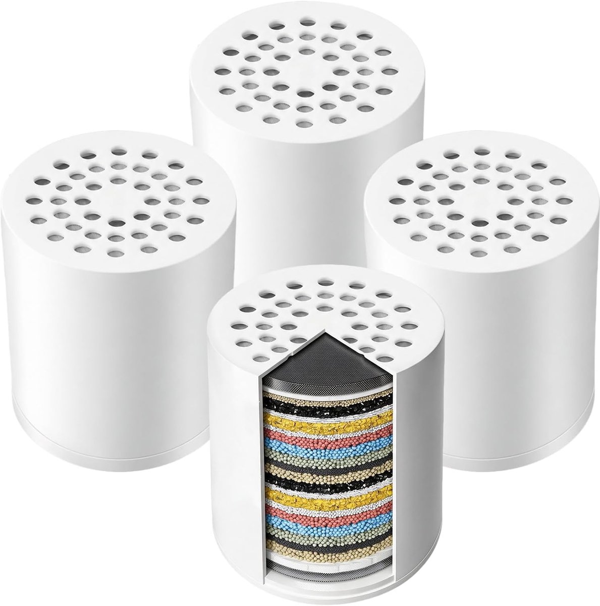 4 stuks douchefilter cartridge 20 graden universele vervanging hard water cartridge verwijdert chloor, zware metalen, steen en geuren, krachtige waterontharder voor gezonde huid en haar