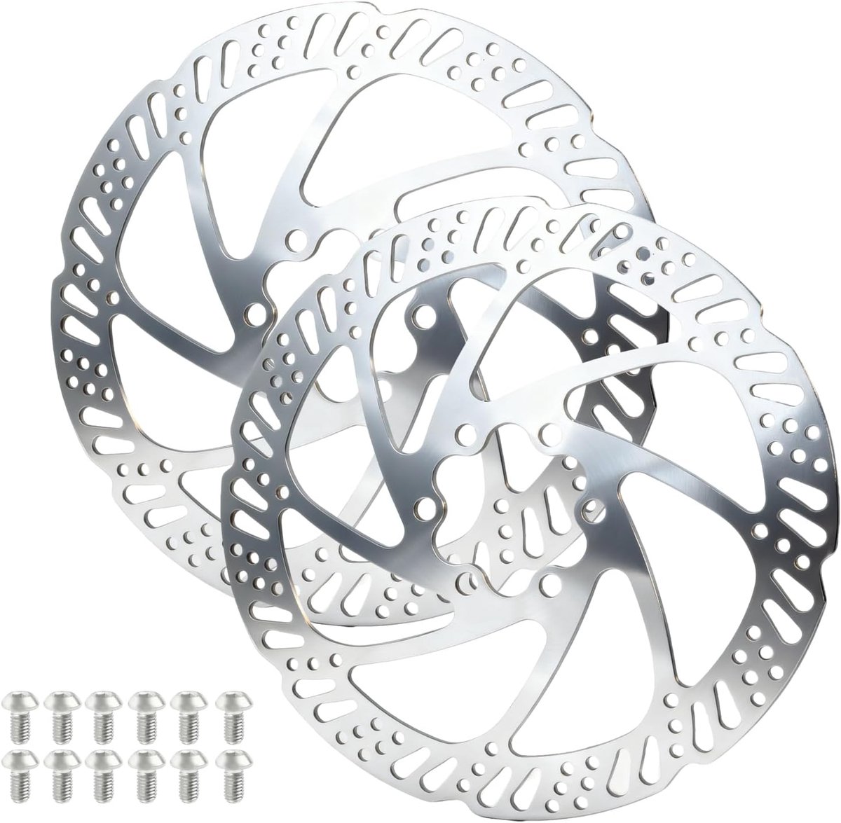 2 remschijven 160 mm voor fiets, hydraulische schijfremmen, schijfremset voor racefiets, montage met 6 gaten, van roestvrij staal, geschikt voor mountainbikes, met schroeven inbegrepen