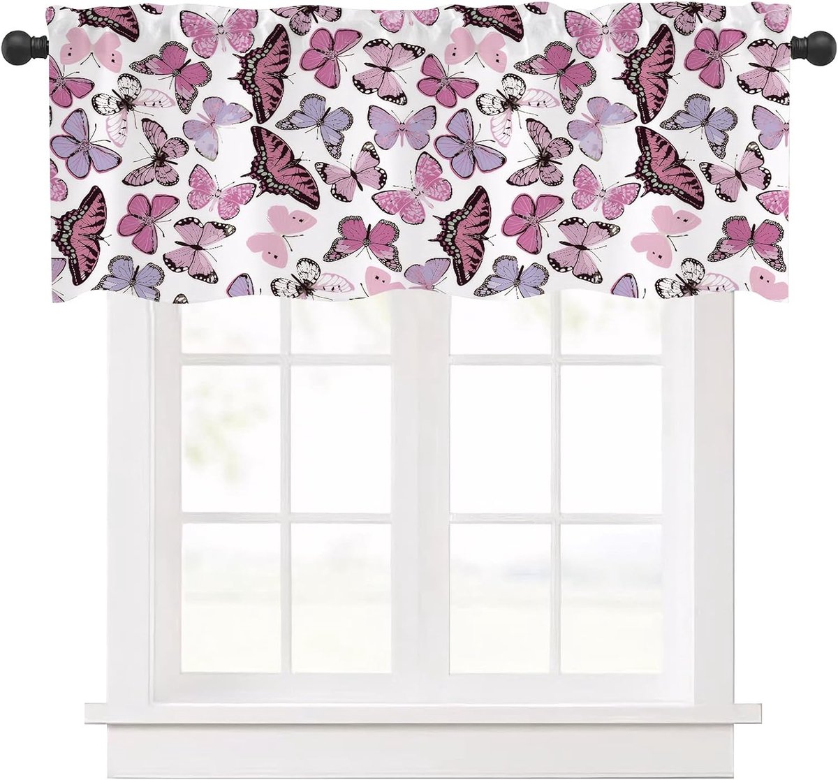Korte gordijnen bloemen semi-transparant gordijn voor keuken eetkamer badkamer kleine ramen, indigo