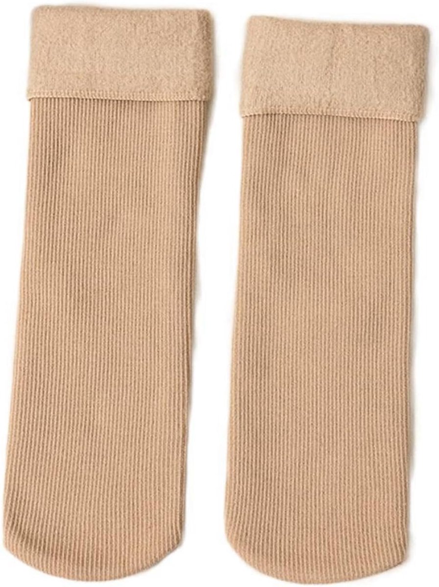 Sokken - 10 Paar Dames Dikke Sokken Effen Kleur Plus Fleece Slaapsokken Stretch Streep Gebreid Zachte Vloersokken Outdoor Skiën Warm Casual Comfortabel Thuis, 10 Paar Huidskleu