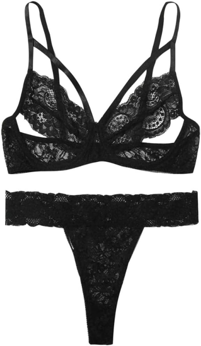 Babydolls, nachtjaponnen & negligés dames Sexy vrouwelijke lingerie open g-string beha kleding kant transparante set