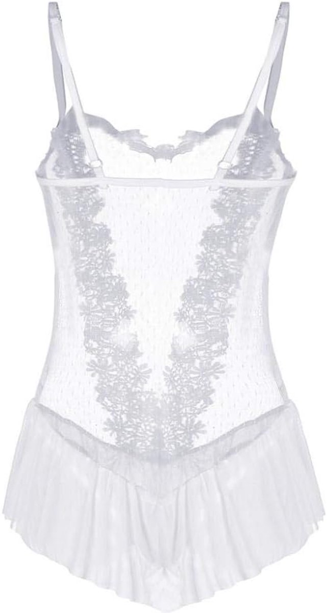 Lingerie & ondergoed Sexy Bodysuit Dames Sexy Lingerie Kant Transparant Nachtkleding set-Blanco_L