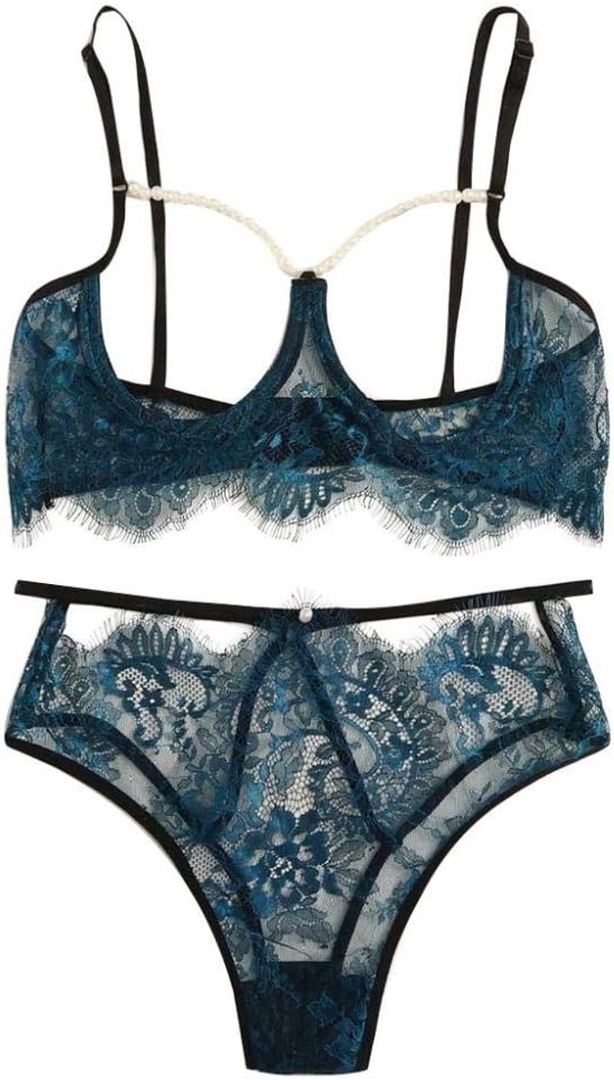 Lingerie & ondergoed Vrouwen Sexy Ondergoed Open Bh Opengewerkte Kant Transparante Lingerie Set