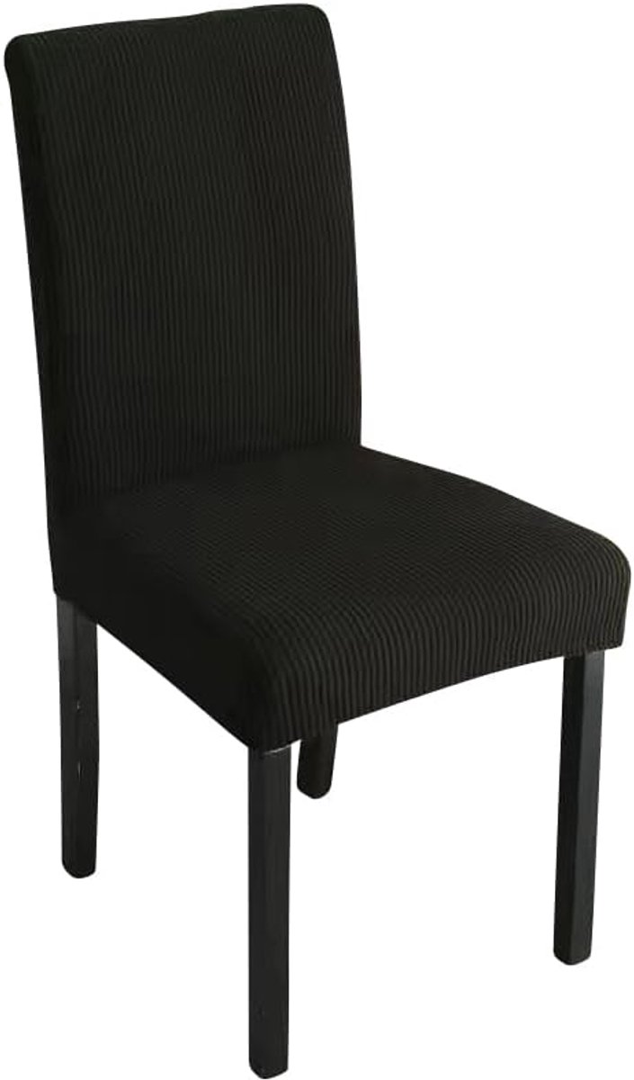 Stoelhoezen met geruit flanelpatroon voor rustieke elegantie, effen (zwart)