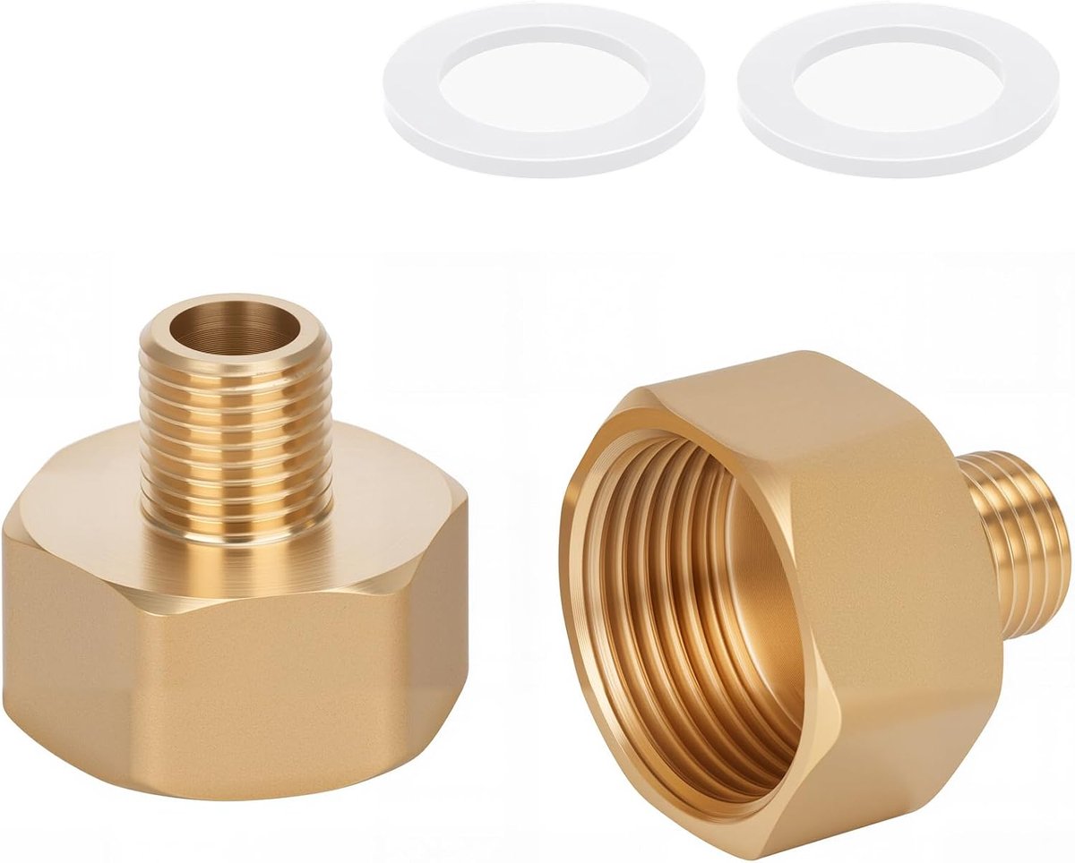2 stuks messing AG/IG verloopadapter 1/4 inch mannelijk naar 3/4 inch binnendraad | Duurzame buisaansluitconverter met rubberen afdichting voor water/gas/vloeistofsystemen