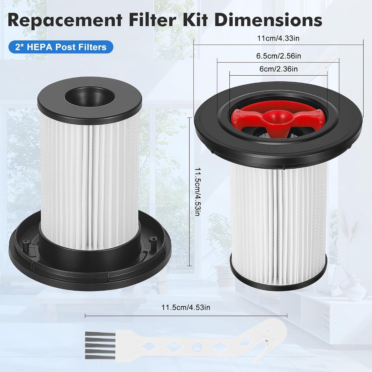 2 stuks HEPA-filtervervanging voor Bosch Unlimited Gen 2 Serie 8 (BSS825CARP), Model 12036642/12023349, wasbaar en herbruikbaar stofzuigervervangingsfilter met reinigingsborstel, (niet voor serie 6 en