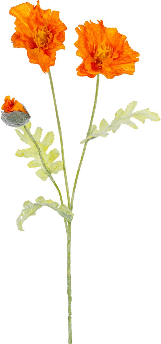Easyplants | Kunstbloem Poppy 73 cm oranje | Zijde | Nepbloemen | oranje | Onderhoudsvrij | Kant-en-klaar