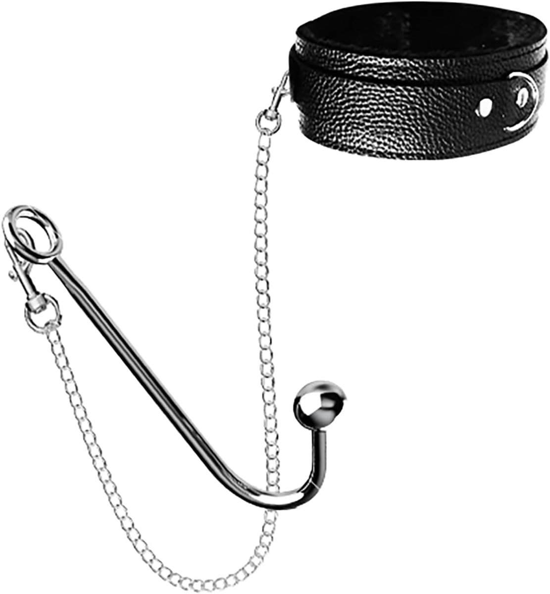 Hook Sex Bondage Set,BDSM Adjustable Leather Collar Restraint Kit, Stainless Steel Anal Hook Couples Adult Sex Toys Fetish (Black Padded)