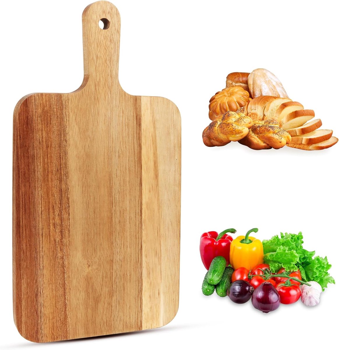 Snijplank van hout, houten keuken snijplanken van acaciahout, houten snijplank vlees serveerschaal snijplanken kaasplank Houten snijplank Snijplanken met greep