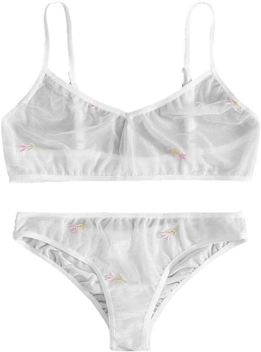 Lingeriesets dames Vrouwen Sexy Lingerie Set Transparant Ondergoed Beha Lingerie Ondergoed Set-white_M