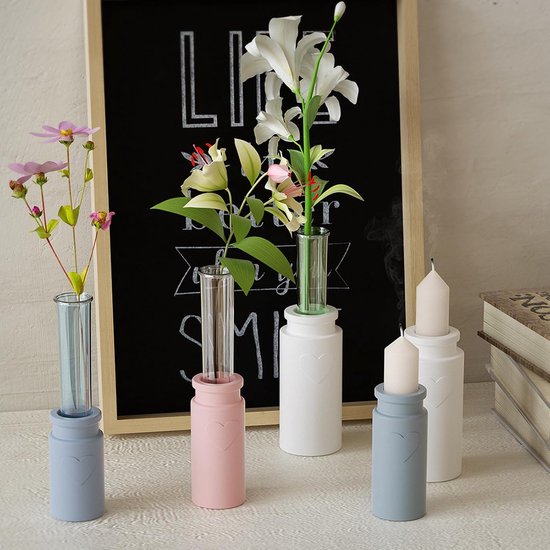 3 stuks mini-vaas, siliconen vorm, kaarshouder, gietvorm, bloemenvaas, epoxyhars, siliconen vormen met 3 reageerbuisjes, vaas, siliconen vorm, gietvorm voor kandelaars, hydrocultuur planten, — afbeelding 2