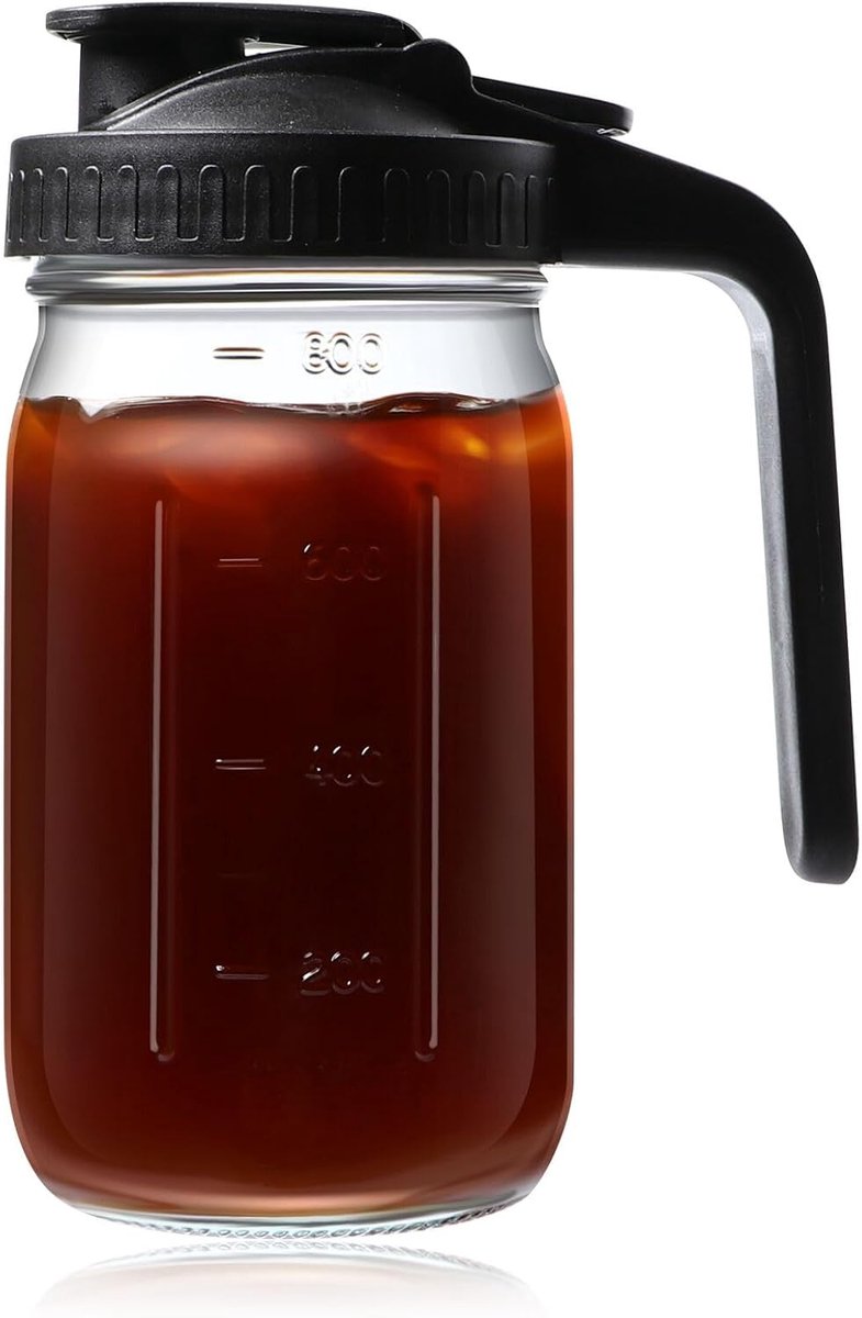 Jar Pitcher Brede Mond Glazen Water Kan met Handvat Deksel 32 oz Borstvoeding Pitcher voor IJsthee Sap Mengen Cold Brew Koffie