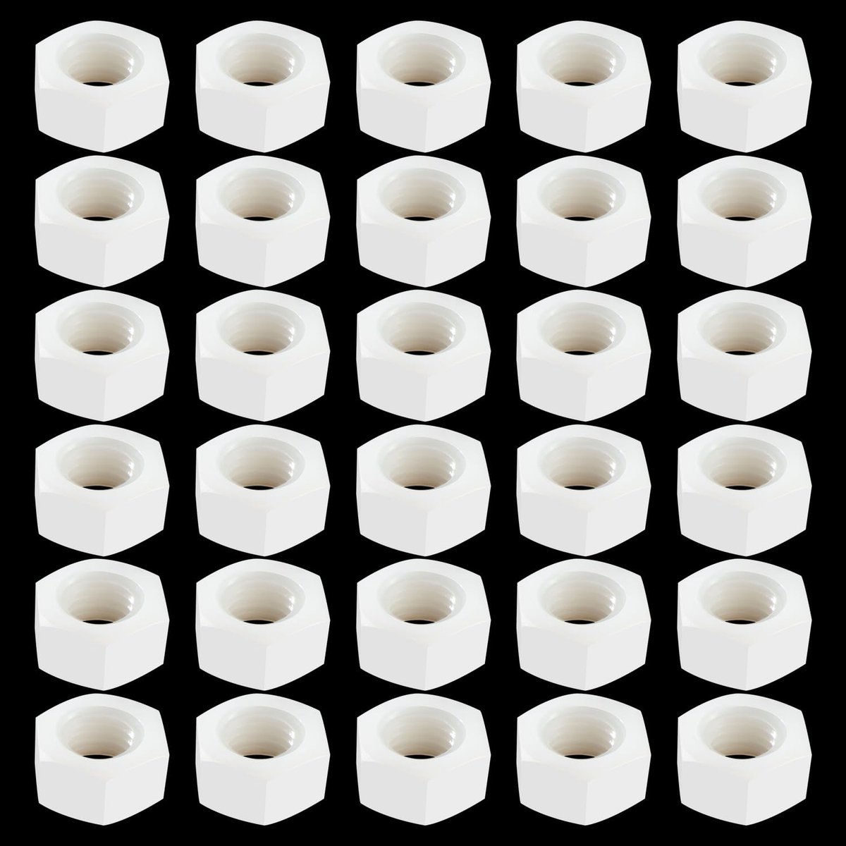 30 Stuks M10 Metrische Draad Zeskantbevestiging, Nylon Zeskantmoeren, Kunststof Zeskantmoer, Wit