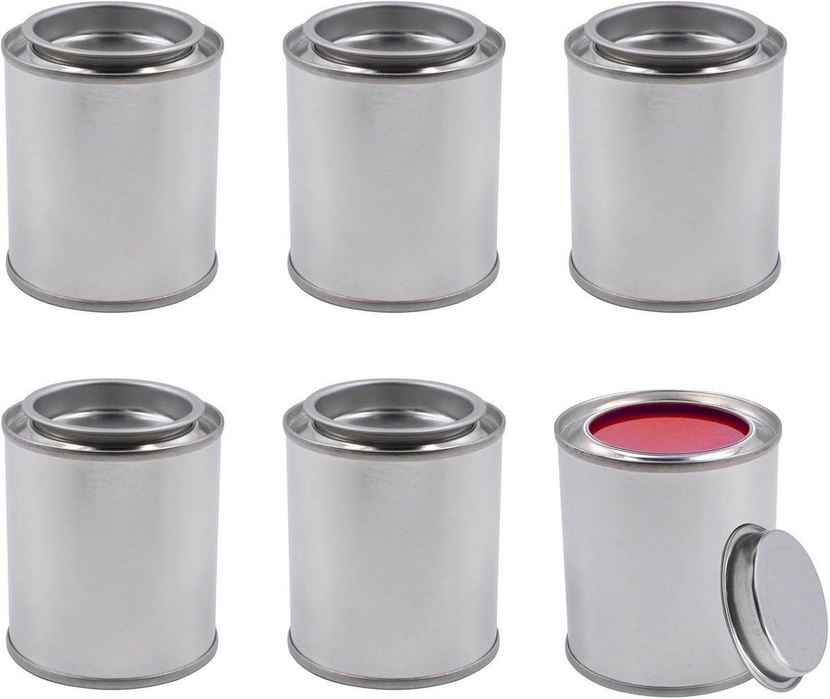 6 stuks metalen blikjes, lakblikjes, leeg met deksel, 120 ml, lege verfblikjes, kunstemmer, schildersdoos van metaal, draagbaar, kruidenpotjes, voorraaddozen voor thuis en op kantoor