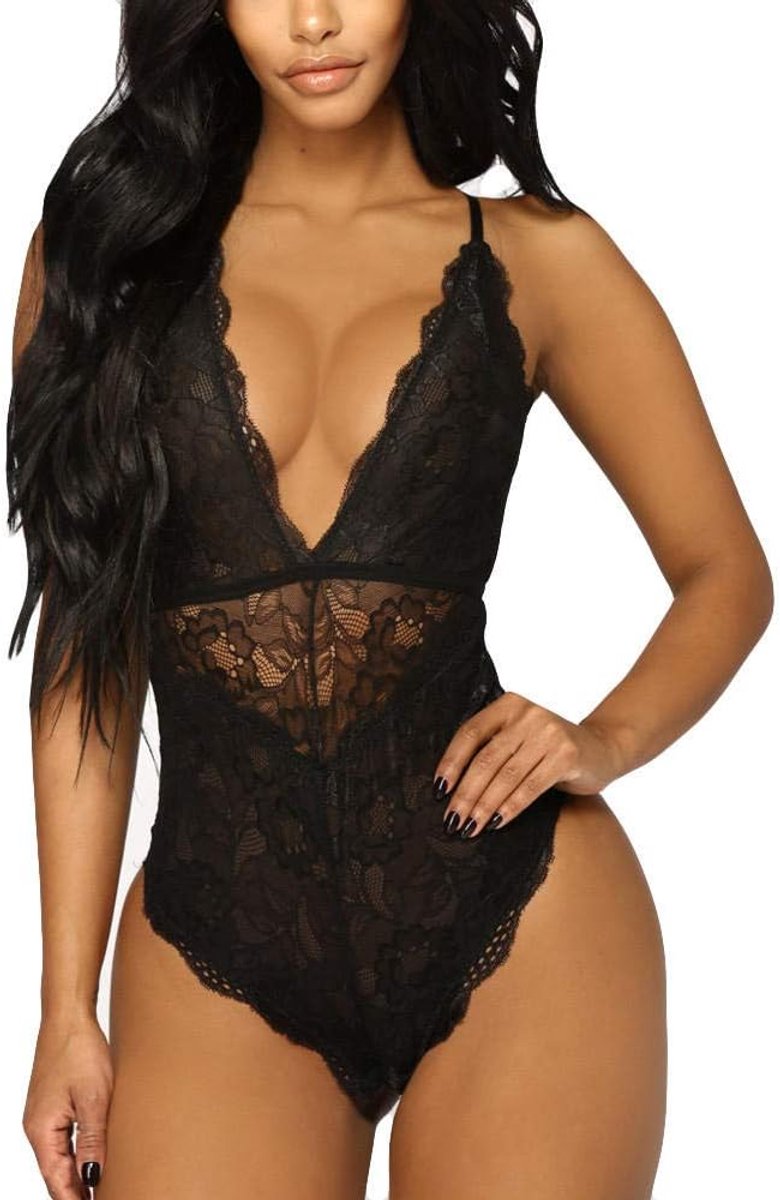 Babydolls, nachtjaponnen & negligés Ondergoed Dames Erotische Sexy Lingerie Doorschijnende Nachtkleding Kousen-Negro_L