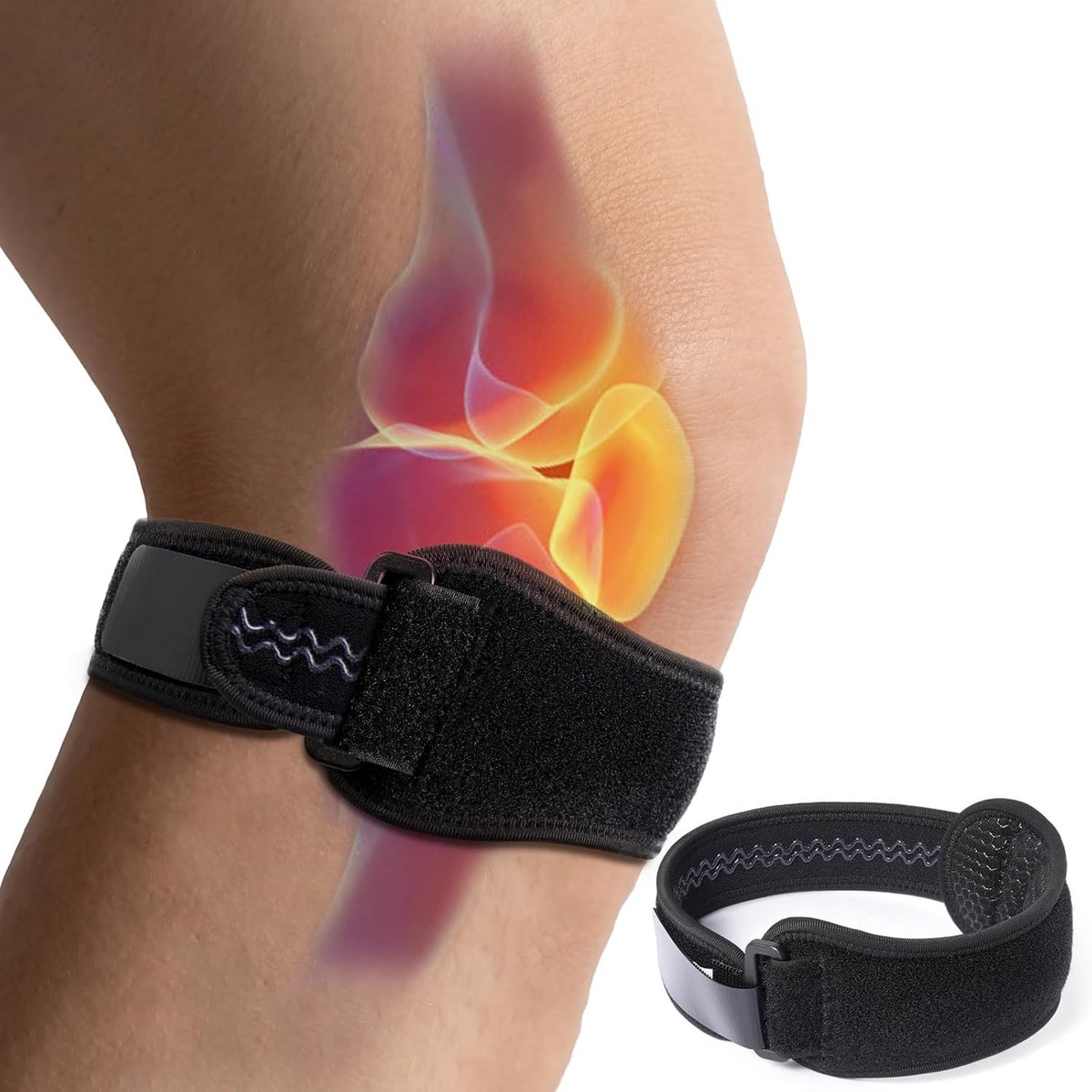 Patellaband voor sport, fitness en dagelijks gebruik, verstelbare kniebrace tegen patellapeesontsteking, hardlopers en kniepijn, uniseks band voor maat XL, 1 stuk