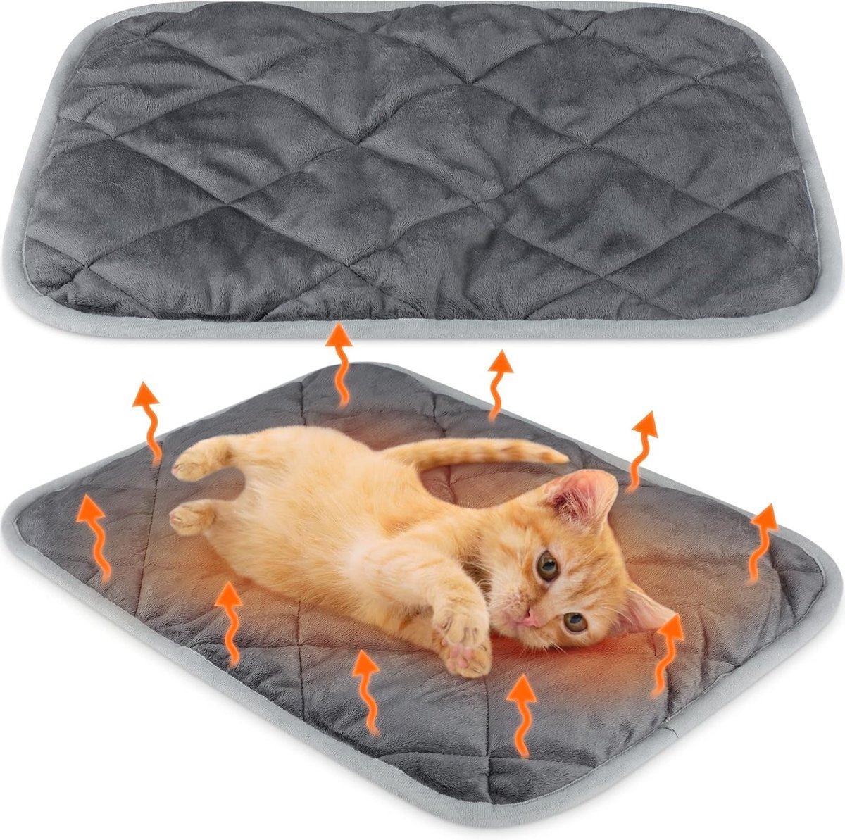 Grijs Zelfverwarmende Warmtemat Hond & Kat - Zonder Stroom - Wasbaar - Antislip - 58x88 cm