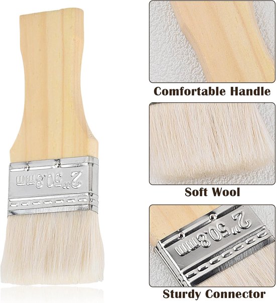 Set van 4 platte penselen voor acrylschilderen, brede kwasten 4,5/7,4/9,6/11,5 cm, kunstenaarskwasten voor acrylverf, olie en aquarel, herbruikbare kwastenset voor canvas en schilderbasis — afbeelding 2
