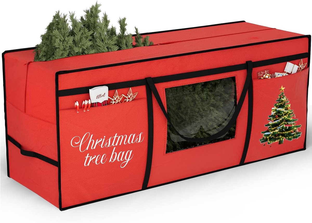 Opbergtas voor kerstboom - Oxford-stof met dubbele ritssluiting met dubbele koordsluiting kerstboom opbergtas transparante pvc venster organisatiezak