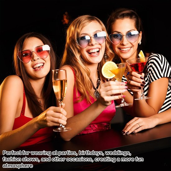 Zonnebril hartvormig dames heren set van 3 – gepolariseerde retro zonnebrillen – festival brillen voor feest, zomer, carnaval – uniseks accessoires voor volwassenen en kinderen — afbeelding 3