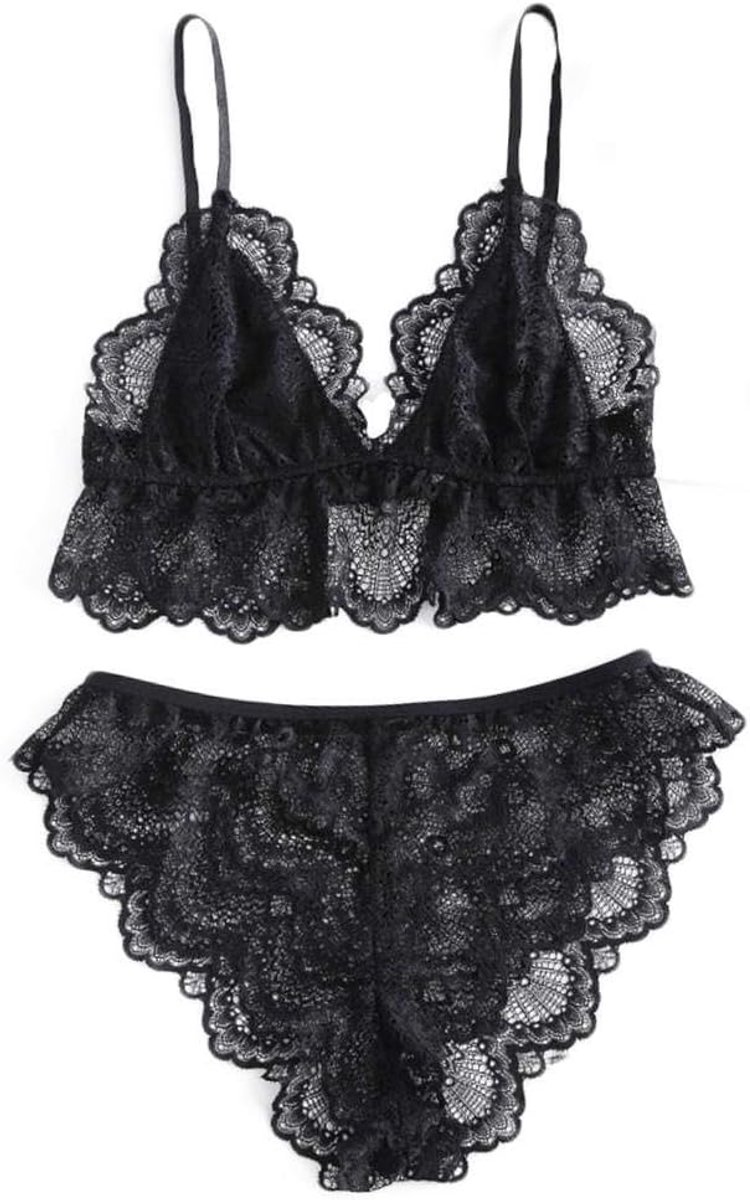 Lingerie voor dames sexy nachthemd lingerie nachtkleding Kant met stringSexy Lingerie Set Vrouwen Transparante Kanten Bh Set G-String Ondergoed Set Nachtkleding Beha En Panty Sets