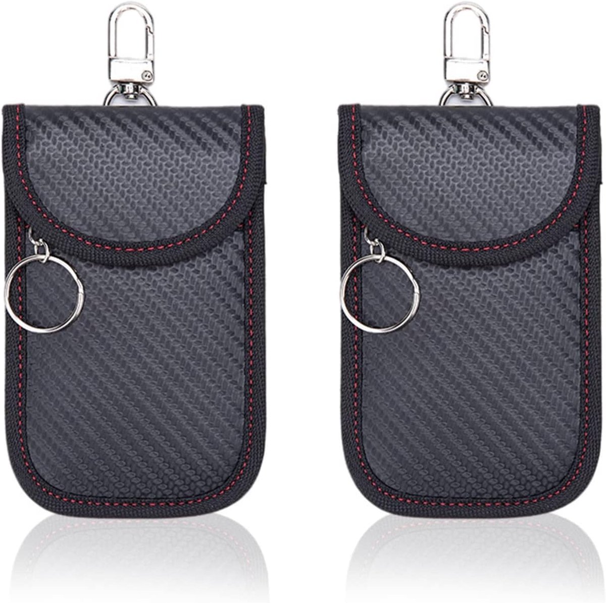Go bescherming voor autosleutels, 2 stuks autosleutel bescherming Keyless Go beschermhoes Koolstofvezel Leer Faraday Tas RFID-blocker sleutelbescherming sleutelzak