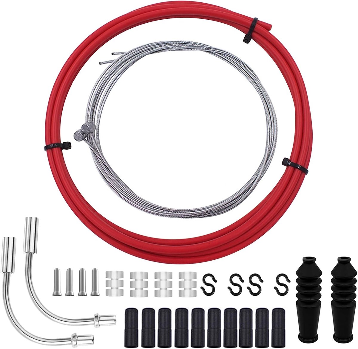 Remtouwset voor mountainbike en remhendel, reserveset voor mountainbike (rood)